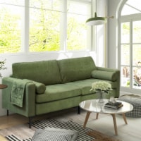 Gymax Loveseat Sofa Upholstered Living Room Modern 2-Seat Sofa Couch w/ 2 Bolster Pillows