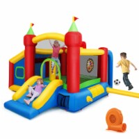 Kids Inflatable Bounce House Play Slide Jumping Castle Ball Pit with 550W Blower