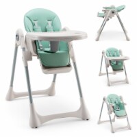Baby High Chair Folding Baby Dining Chair w/ Adjustable Height & Footrest Green
