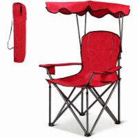 Folding Canopy Camping Chair Portable Beach Chair w/ Carrying Bag Red