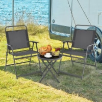 3PCS Folding Patio Bistro Set Outdoor Furniture Set w/ Steel Frame