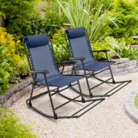 2PCS Patio Folding Rocking Chair Outdoor Portable Lounge Rocker Navy