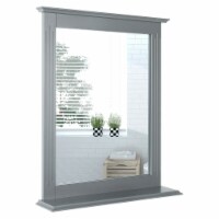 Bathroom Wall-Mounted Mirror W/Shelf Vanity Makeup Mirror Multipurpose Grey