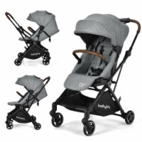 2-in-1 Convertible Baby Stroller Pushchair Aluminum w/ Adjustable Canopy Grey