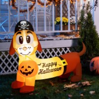 5.5FT Long Halloween Inflatable Dog Holiday Decorations w/ Pumpkin & Pirate Hat