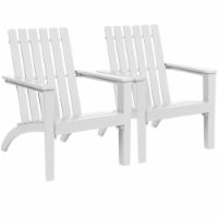 Gymax Set of 2 Outdoor Wooden Adirondack Chair Patio Lounge Chair w/ Armrest White