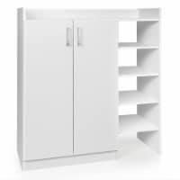 Wooden Shoe Cabinet 2-Door Storage Entryway Shoes Organizer w/ Adjustable Shelves