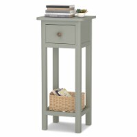 Gymax 2 Tier End Bedside Sofa Side Table with Drawer Shelf Acacia Wood Nightstand Grey