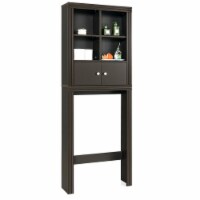 Gymax Over the Toilet Storage Rack 2-Door Bathroom Space Saver Adjustable Shelf Brown