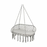 2 Person Hanging Hammock Chair w/ Cushion Macrame Swing 330 lbs Capacity Grey
