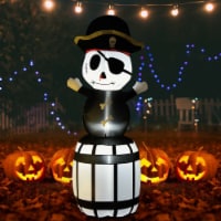 8 ft Inflatable Pirate Barrel Halloween Decoration w/ Built-in LED Lights