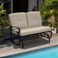 Patio Swing Glider Chair Rocking Loveseat Bench for 2 Persons w/ Beige Cushions