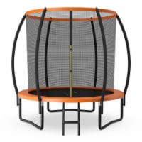 Gymax 8FT Recreational Trampoline w/ Ladder Enclosure Net Safety Pad Outdoor Orange