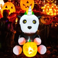 5 FT Halloween Inflatable Skeleton Unicorn Party Decor w/ LED & Waterproof Air Blower