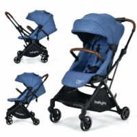 2-in-1 Convertible Baby Stroller Pushchair Aluminum w/ Adjustable Canopy Blue