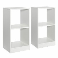 Gymax 2 PCS Bookshelf 2-Tier Open Wood Display Organizer Set Vinyl Record Cube Storage