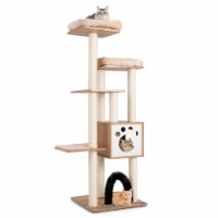 Gymax Cat Tree Cat Tower Cat Condo w/Platform Scratching Posts for Indoor Cats Beige