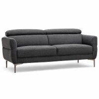 Gymax Modern Loveseat 72.5'' Fabric Sofa Couch w/ Adjustable Headrest & Metal Legs Grey
