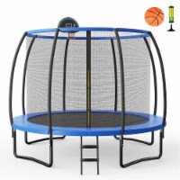 10FT Recreational Trampoline W/Basketball Hoop Safety Enclosure Net Ladder