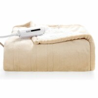 60''x50'' Electric Heated Throw Blanket Flannel & Sherpa Double-sided Flush White