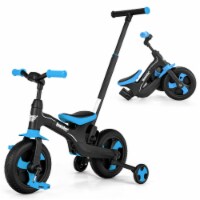 5-in-1 Kids Bicycle Foldable Toddler Balance Bike W/ Detachable Push Handle Blue