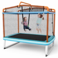 Gymax 3-in-1 6FT Rectangle Kids Trampoline w/ Swing Horizontal Bar & Safety Net Outdoor
