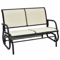 Patio Swing Glider Bench Loveseat Rocking Chair Backyard Poolside Beige