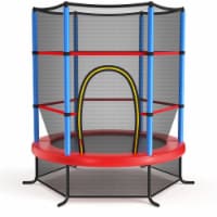 Gymax 55'' Trampoline for Kids Toddler Recreational Trampoline w/ Safety Enclosure Net Navy