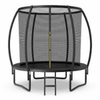 8FT Recreational Trampoline w/ Ladder Enclosure Net Safety Pad Outdoor Black