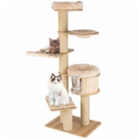 75'' Modern Cat Tree Multi-Level Large Cat Tower w/ Hammocks Beige