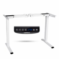 Electric Sit Stand Desk Frame Dual Motor Standing Desk Base w/ Cable Tray White