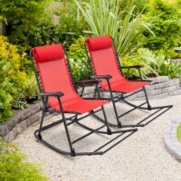 2PCS Patio Folding Rocking Chair Outdoor Portable Lounge Rocker Red