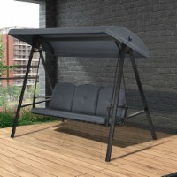 3-Person Patio Porch Swing Cushioned Outdoor Swing Chair w/ Adjustable Canopy