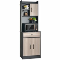Gymax 3-Door 71'' Kitchen Buffet Pantry Storage Cabinet w/Hutch Adjustable Shelf Black