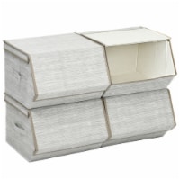 Stackable Large Bins Cubes W/Lids Storage Organizers W/Linen&Oxford Fabric 4Sets