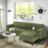 Gymax L-shaped Modular Sectional Sofa Couch w/ 2 Bolsters Power Socket & USB Ports