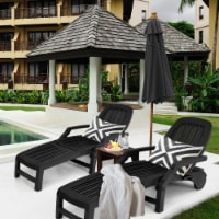 Set of 2 Patio Adjustable Chaise Lounge Chair Folding Sun Lounger Recliner Black