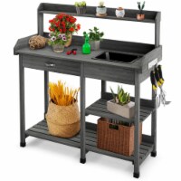 Outdoor Garden Potting Bench Lawn Patio Table Storage Shelf Work Station Grey