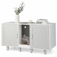 Cat Litter Box Enclosure Hidden Cat Washroom w/ 2 Doors Grey