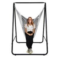 Hammock Chair Stand Hanging Padded Swing Heavy Duty Steel Outdoor Grey