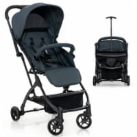 Gymax Lightweight Baby Stroller Compact Travel Stroller Retractable T-Shaped Rod Black