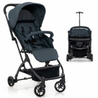 Gymax Lightweight Baby Stroller Compact Travel Stroller Retractable T-Shaped Rod Black