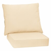 2PCS Deep Seat Chair Cushion Pads Set Indoor Outdoor W/ Rope Belts Beige