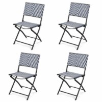 Set of 4 Patio Folding Rattan Dining Chairs Camping Portable Garden