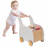 2-in-1 Baby Learning Walker Wooden Toddler Push Walker Toys w/ Wheels