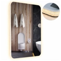 Bathroom Wall Mounted Mirror w/ 3 Color LED lights Anti-Fog Vertical & Horizontal