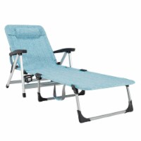 Beach Chaise Lounge Chair Patio Folding Recliner w/ 7 Adjustable Positions Blue