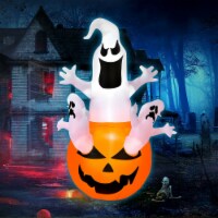 6ft Inflatable Ghost in Pumpkin Halloween Decoration w/ Built-in LED Lights
