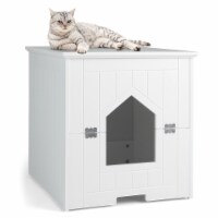Cat Litter Box Enclosure w/ Flip Magnetic Half Door Hidden Litter Box Enclosure White