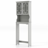 Gymax Grey Bathroom Over The Toilet Space Saver Storage Cabinet Organizer Shelf